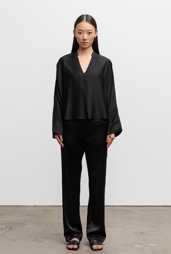 Nina v-neck silk blouse black