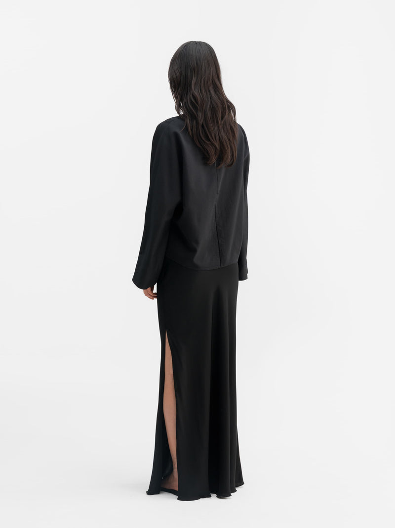 Nina v-neck wool blouse black