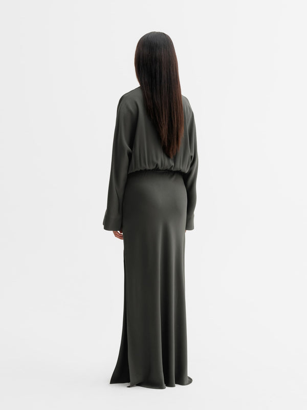 Back view of Ahlvar Gallery Niva dress in Wood