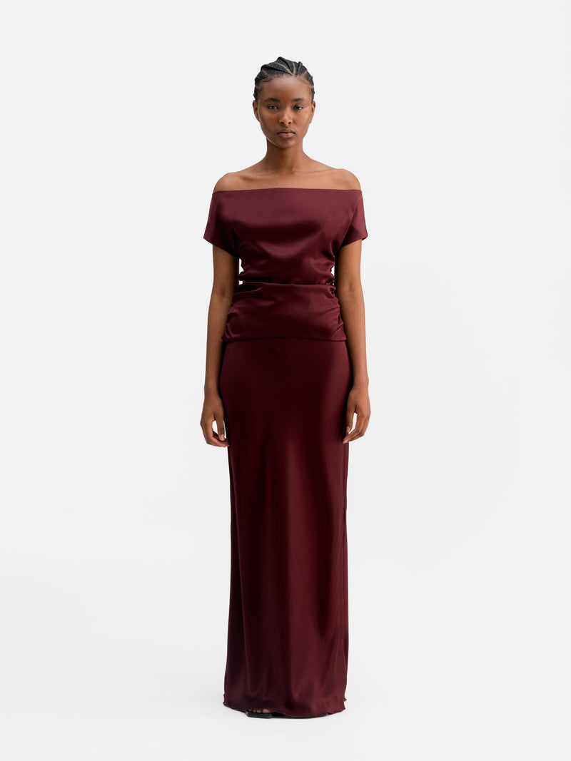 Nola satin top burgundy