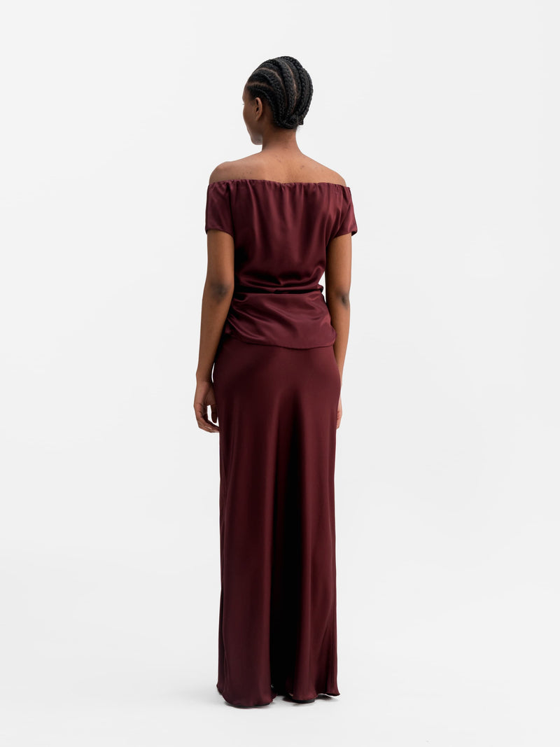 Nola satin top burgundy