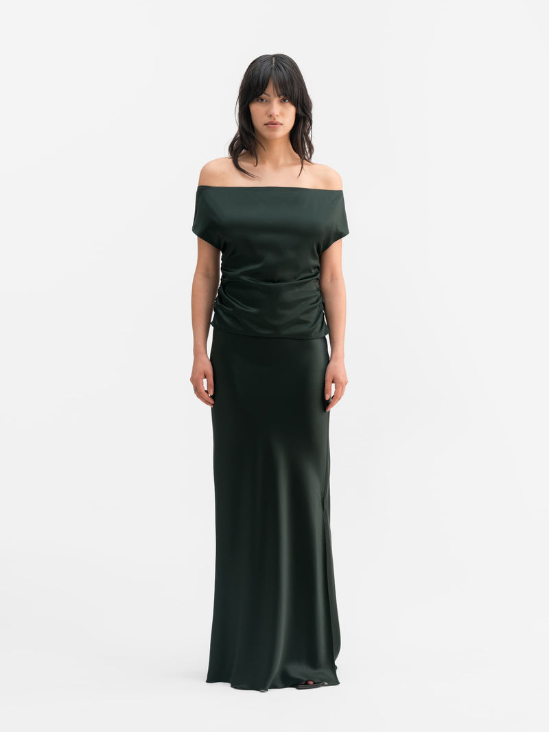 Nola satin top deep forest