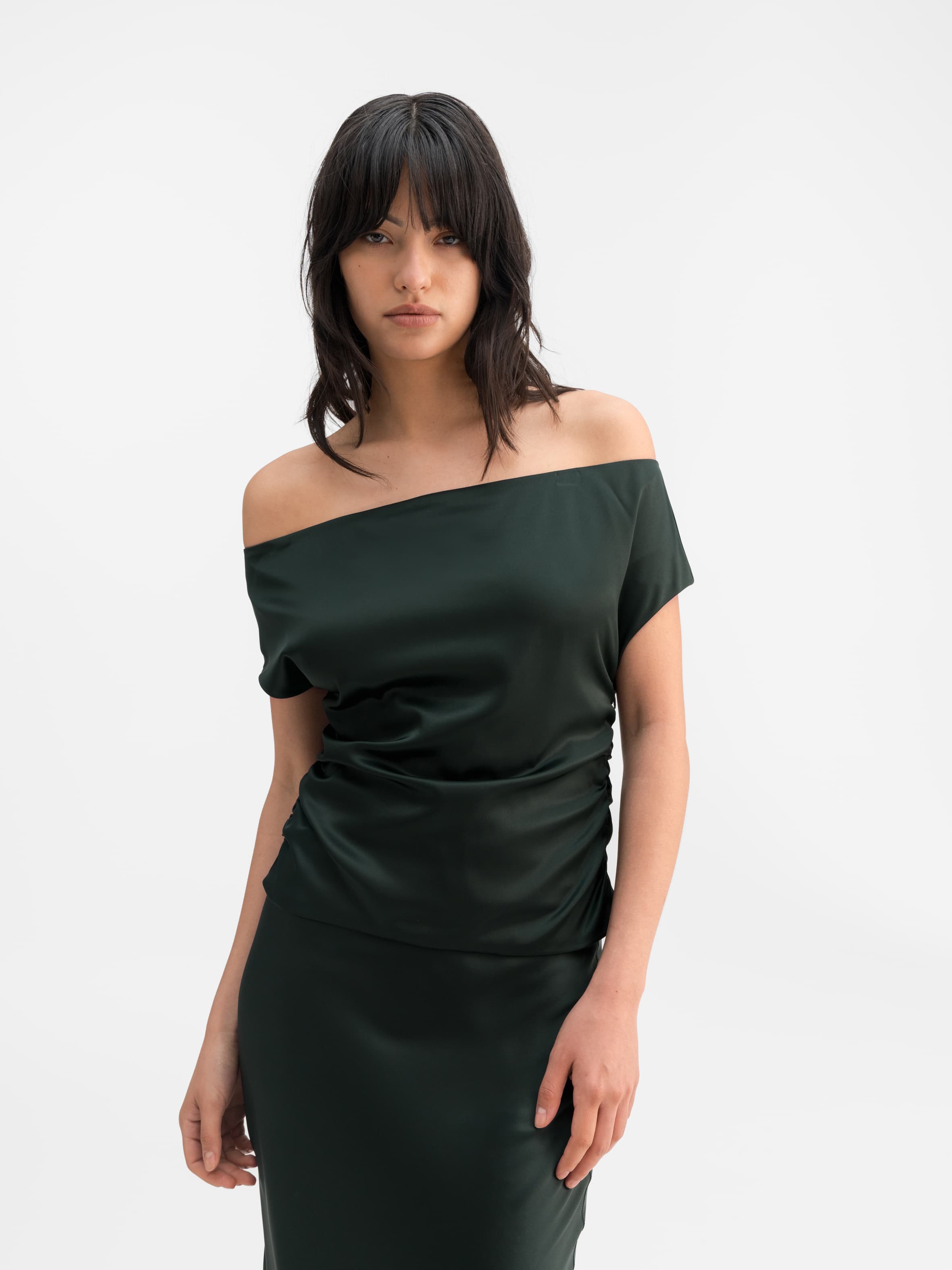 Nola satin top deep forest