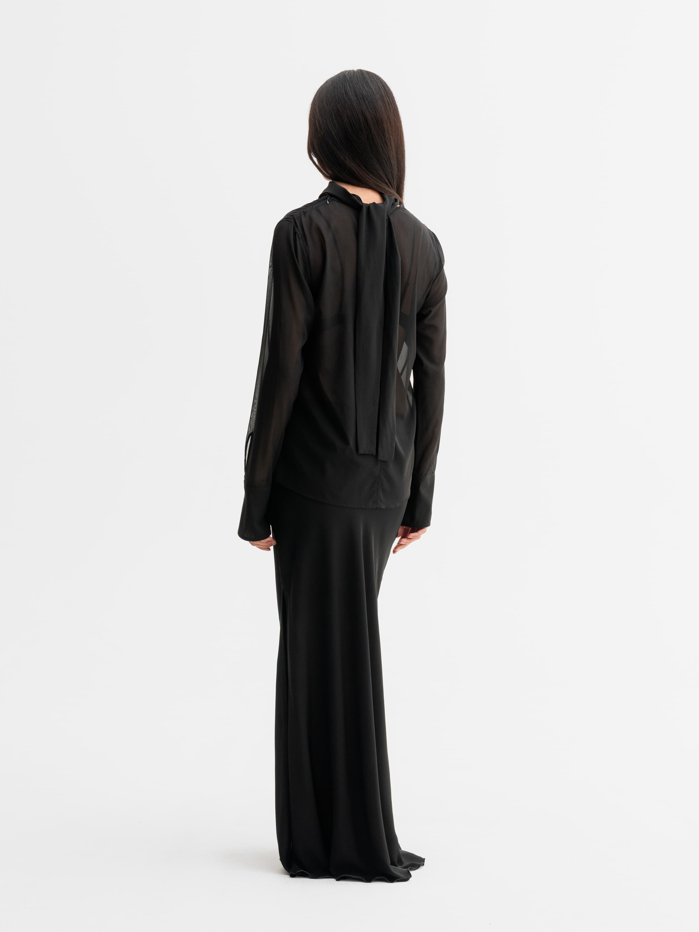 Rika see-through silk blouse  black