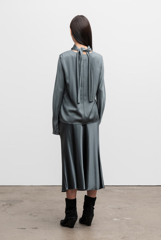 Rika silk blouse faded green