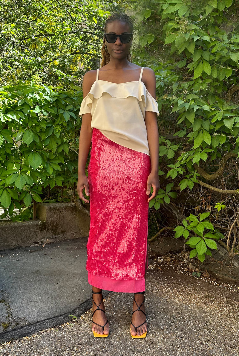 Gina sequin skirt pink