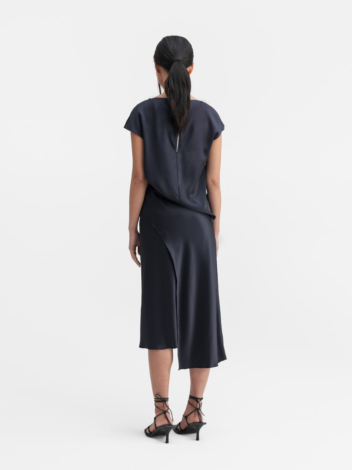 Saya satin skirt blue grey