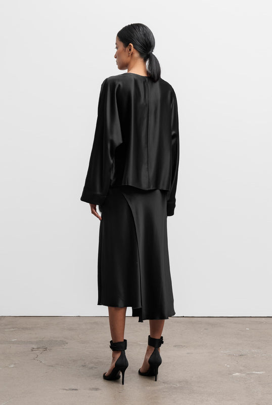 Saya satin skirt black