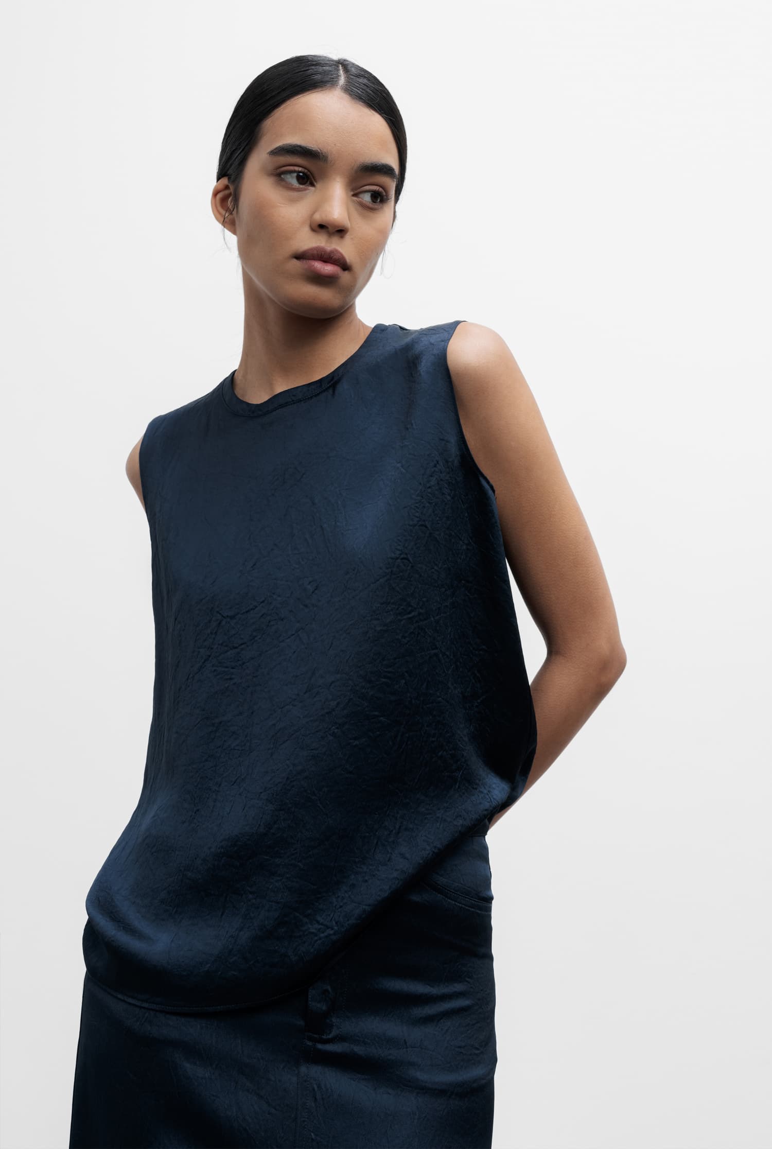 Selly textured tank midnight blue