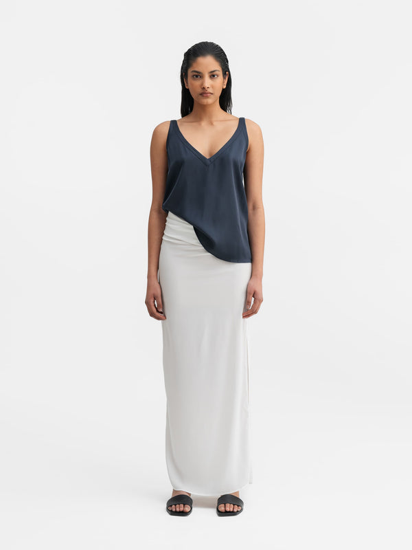 Shin silk tank blue grey