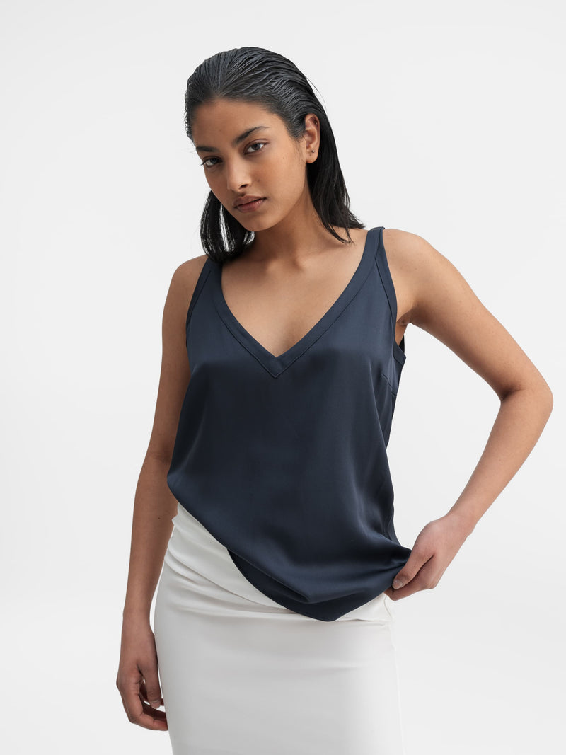 Shin silk tank blue grey