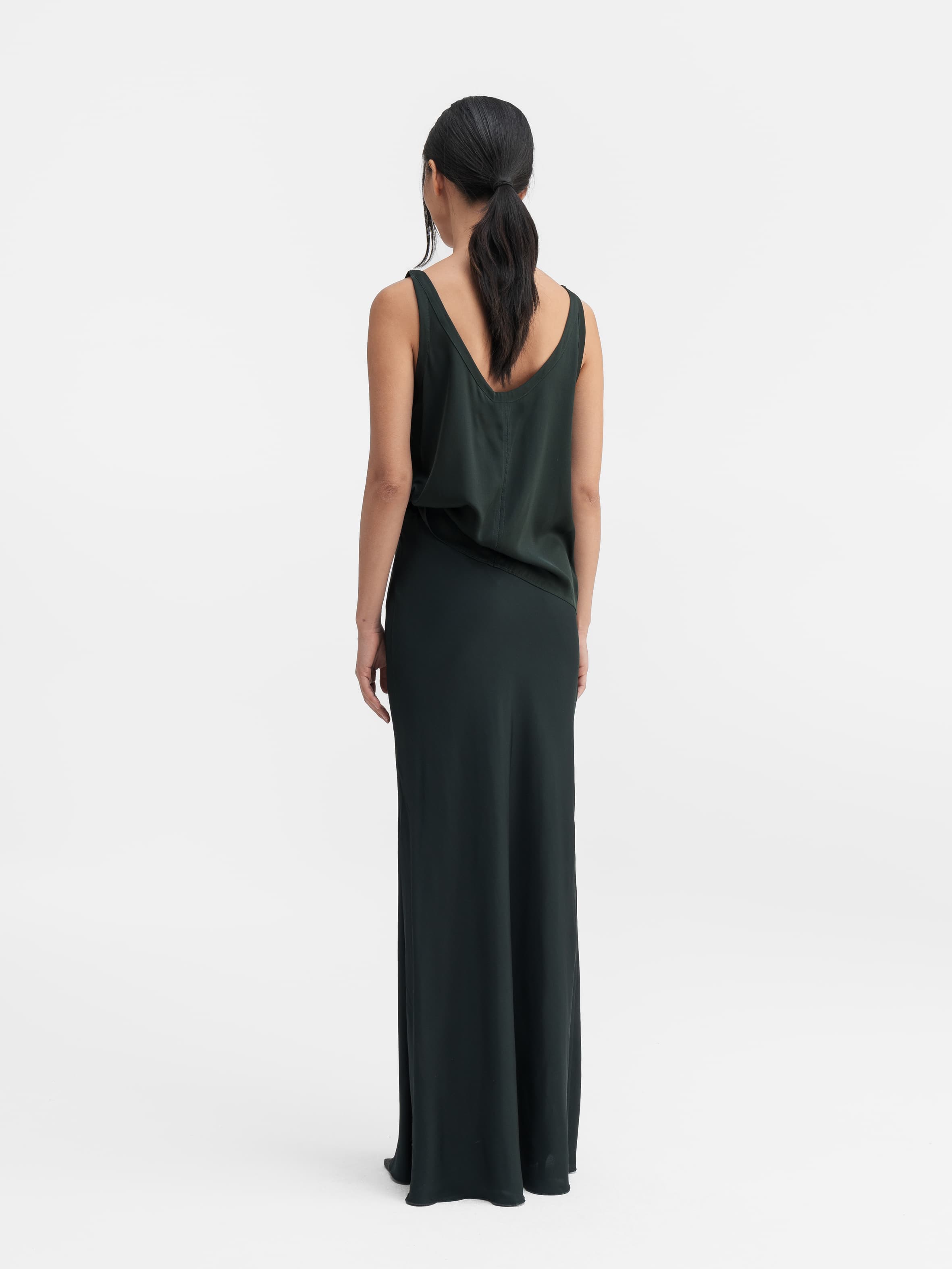 Shin silk tank deep forest