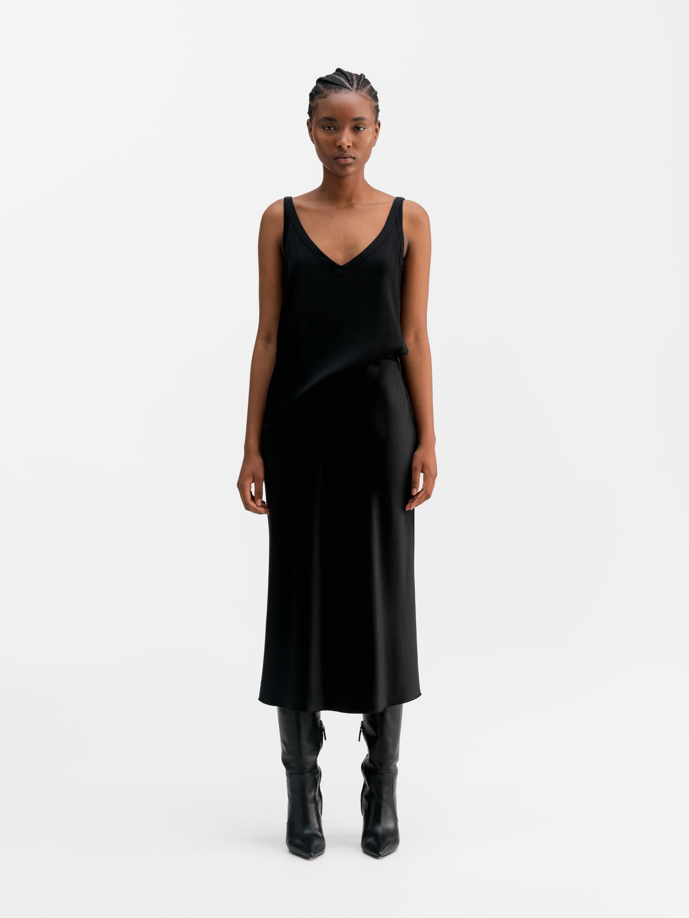 Shin silk tank black