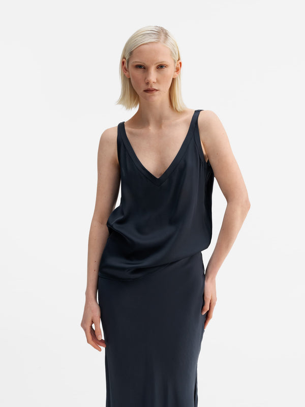 Shin silk tank blue grey