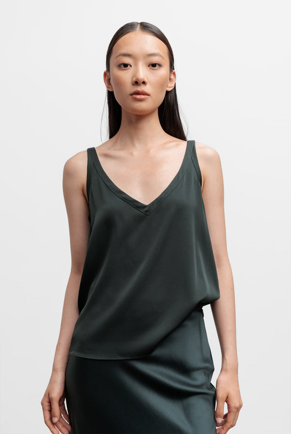 Shin silk tank deep forest