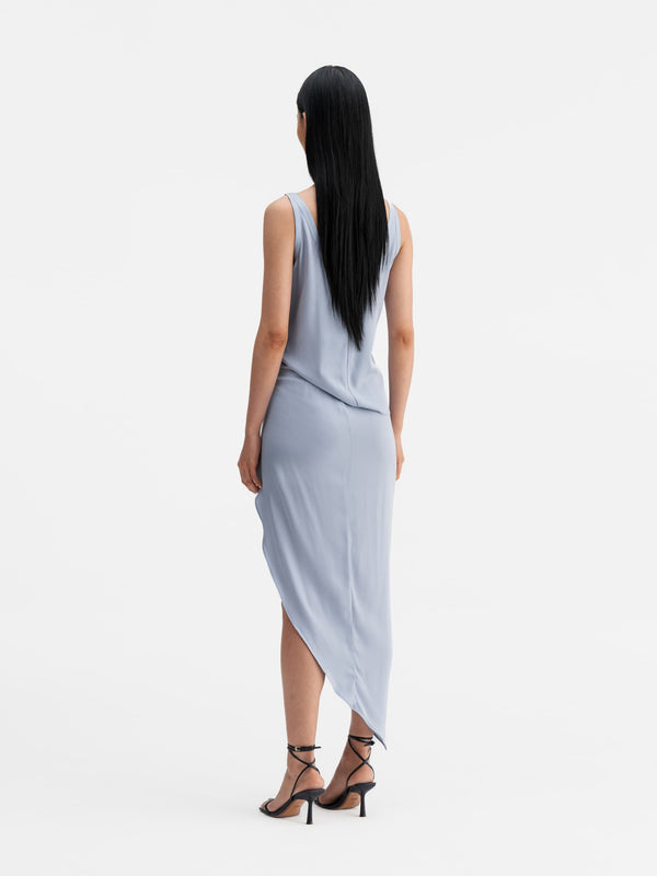 Back view of Ahlvar Gallery Shin silk tank denim blue