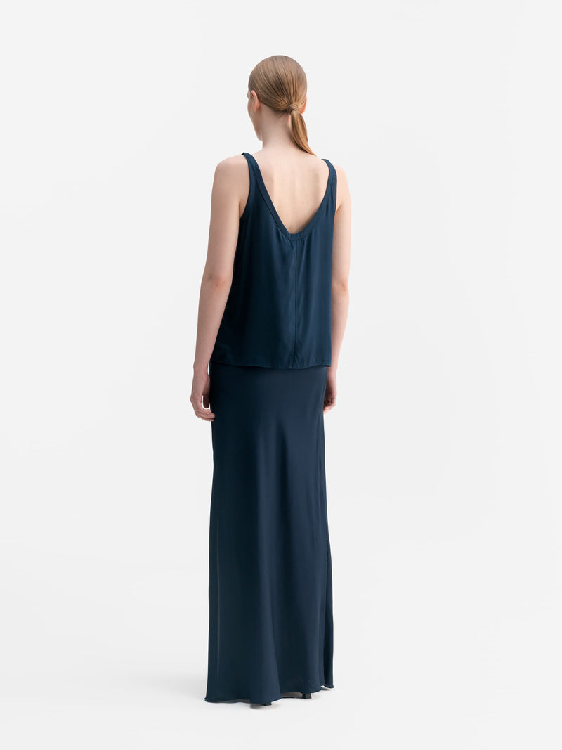 Shin silk tank midnight blue