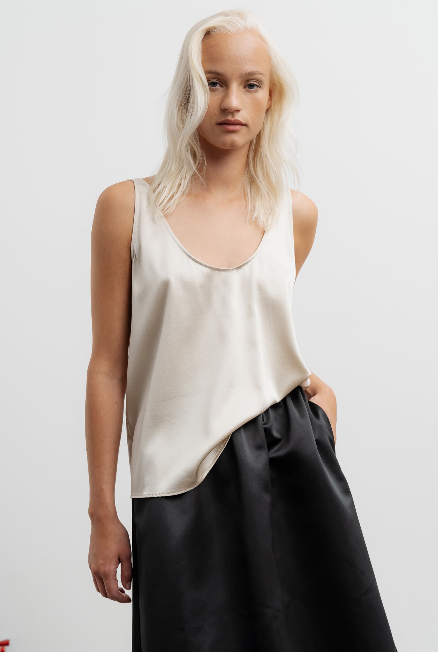 Shiro satin silk tank cream