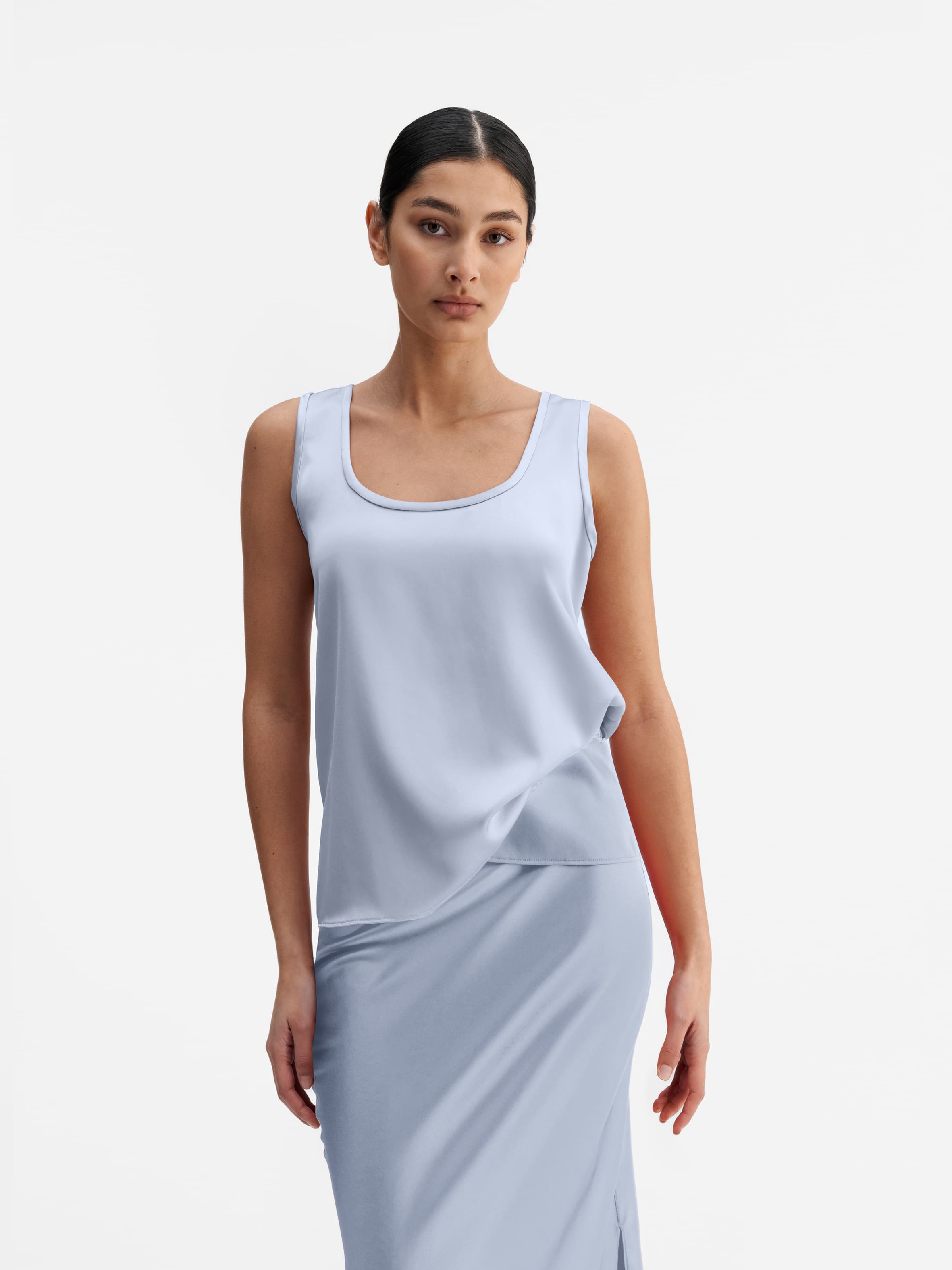 Shiro satin tank denim blue