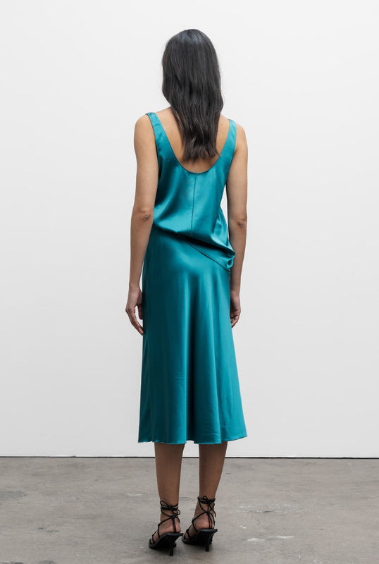 Shiro satin silk tank petrol