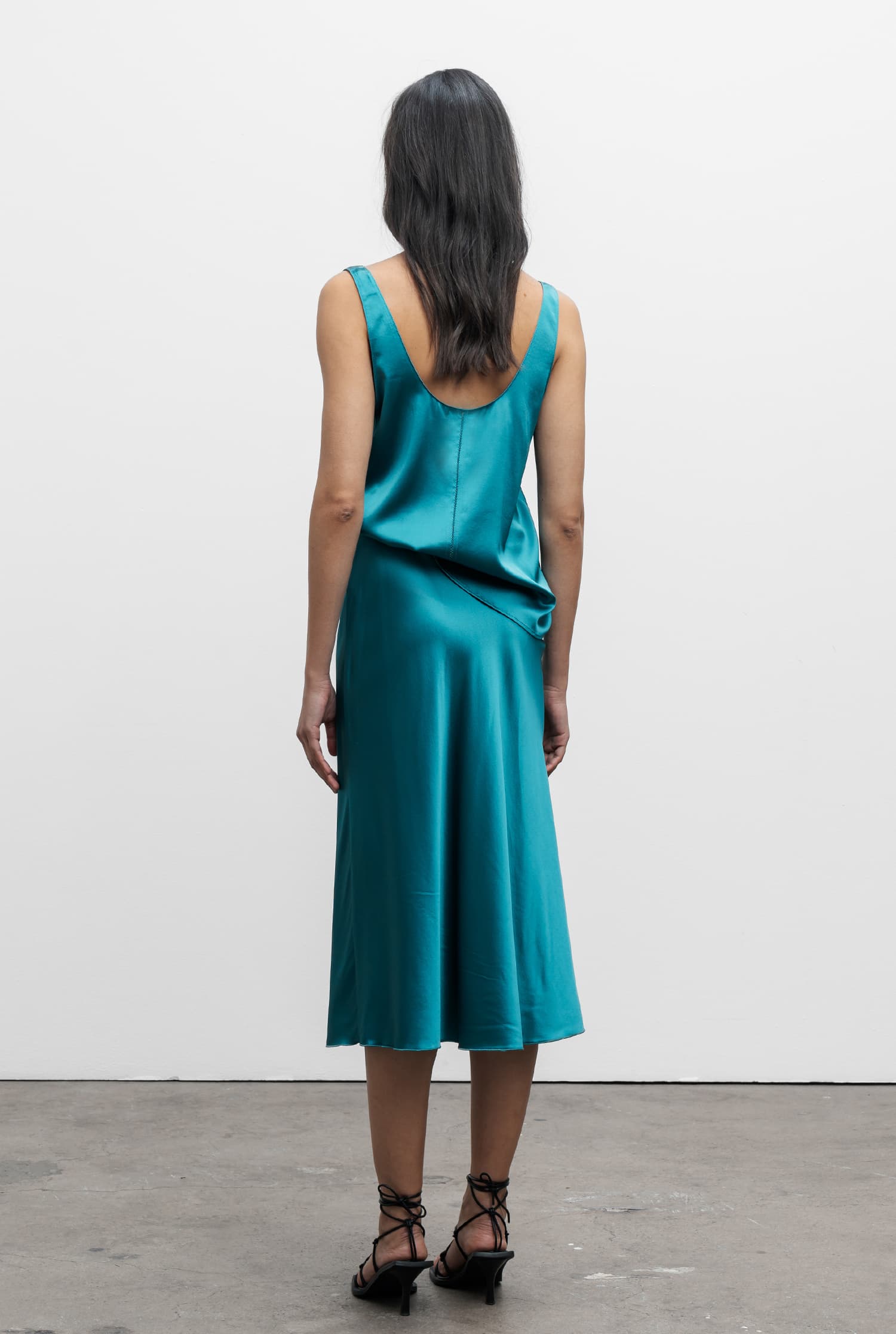 Shiro satin silk tank petrol