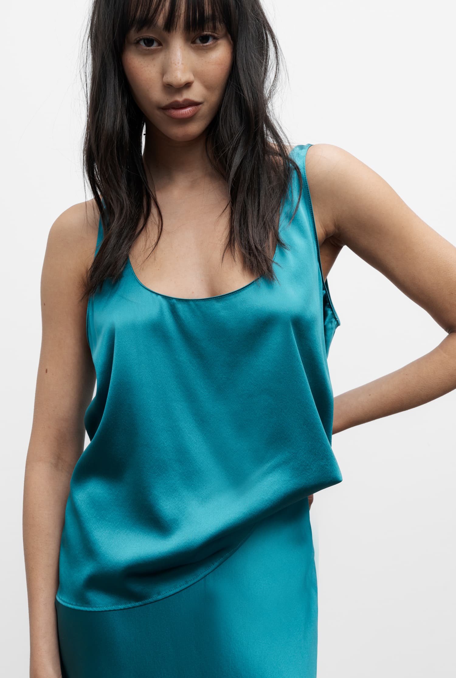 Shiro satin silk tank petrol