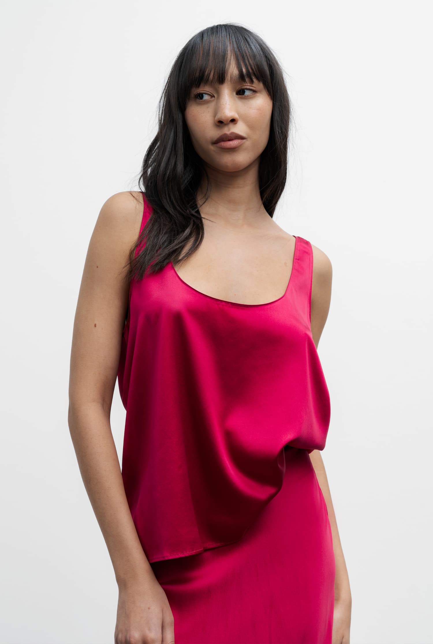 Shiro satin silk tank raspberry