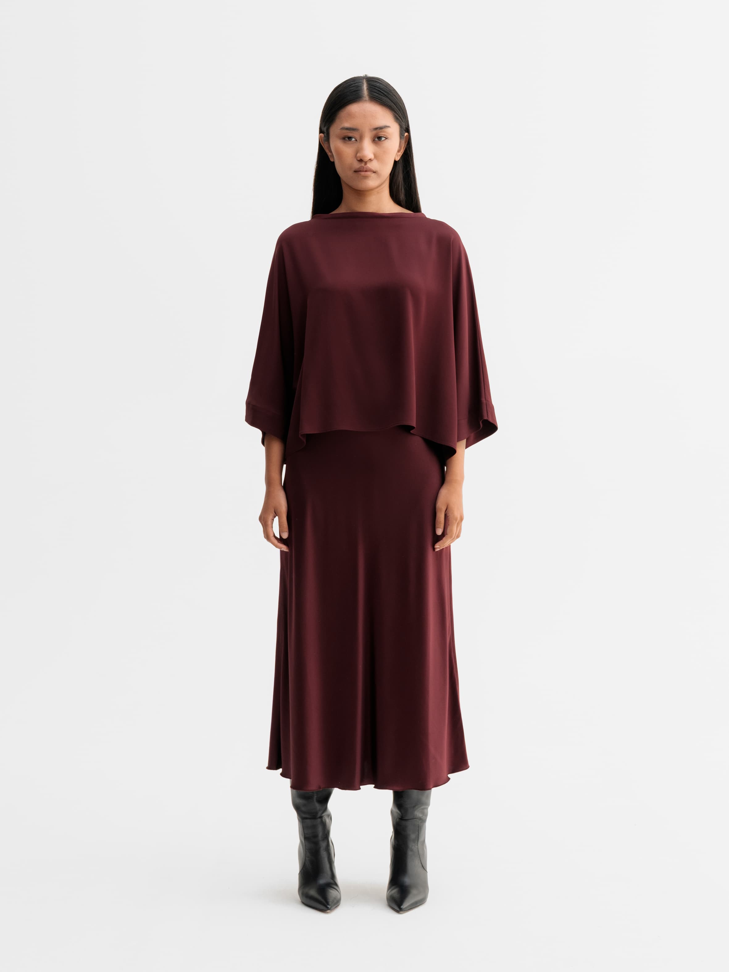 Thea silk tee burgundy