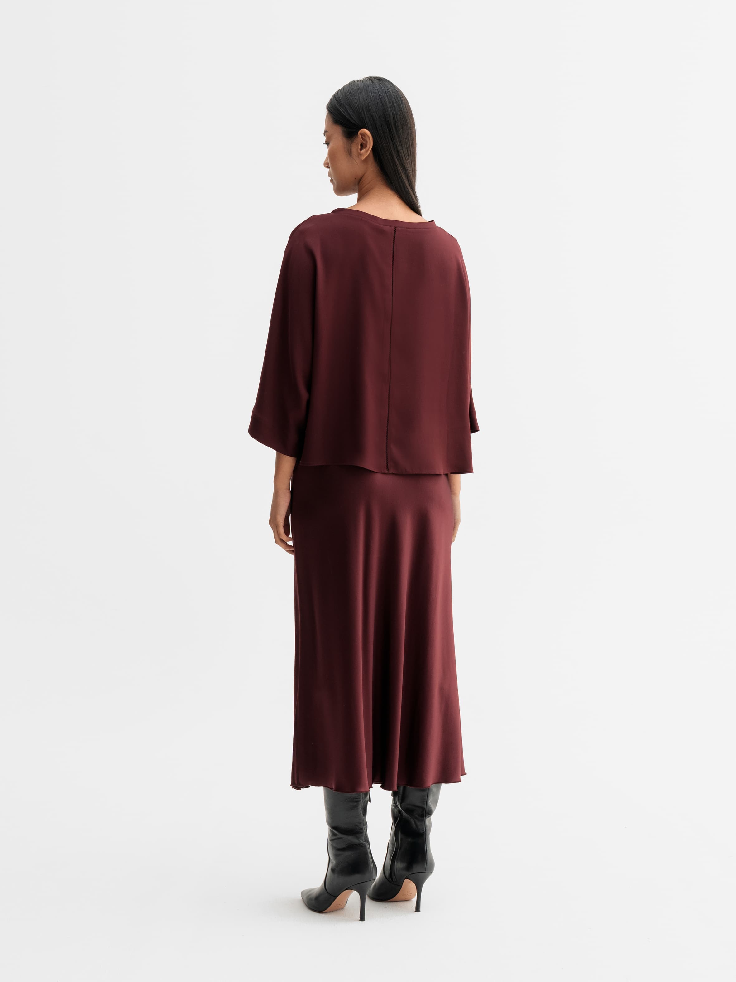 Thea silk tee burgundy