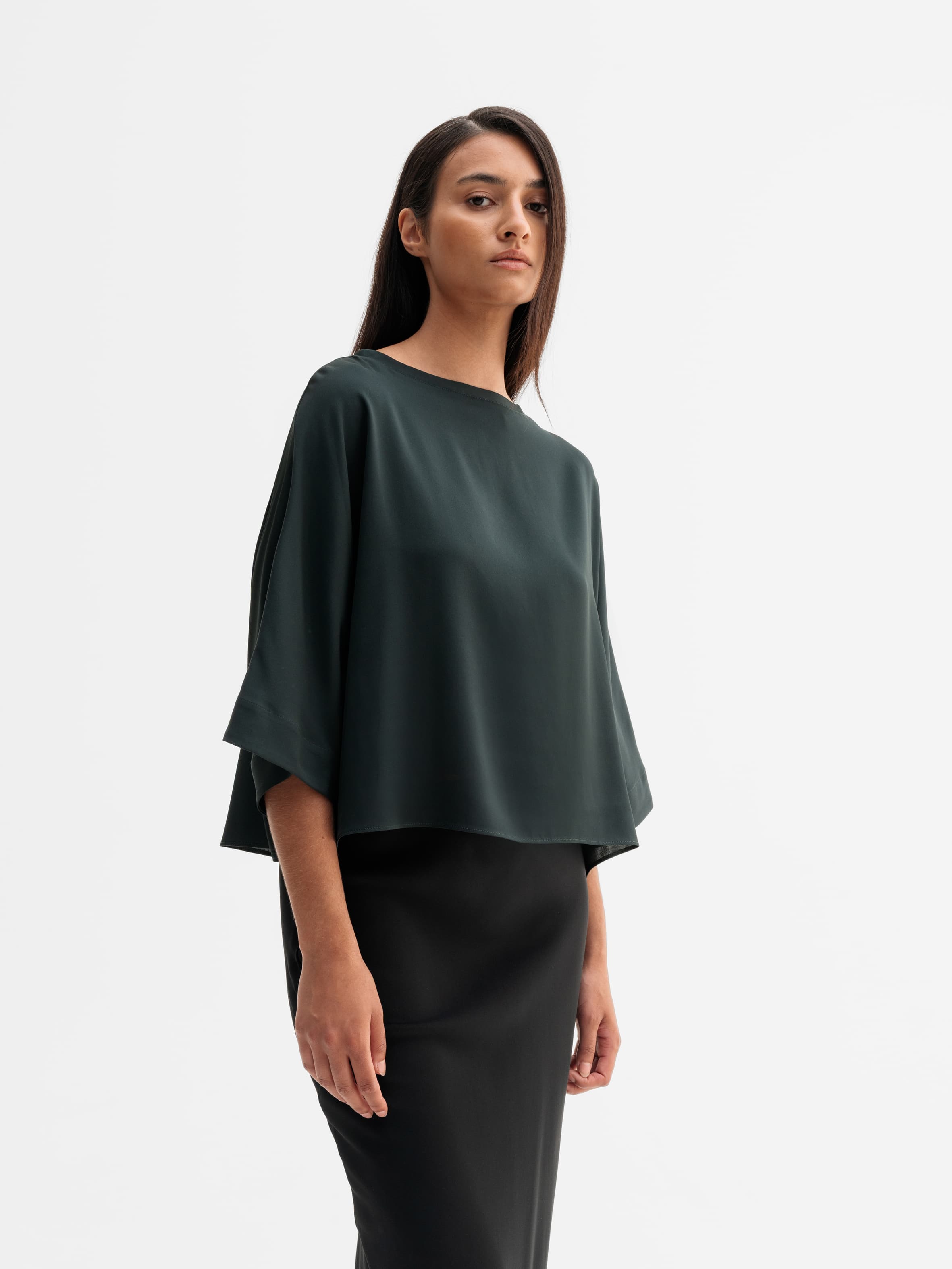 Thea silk tee deep forest