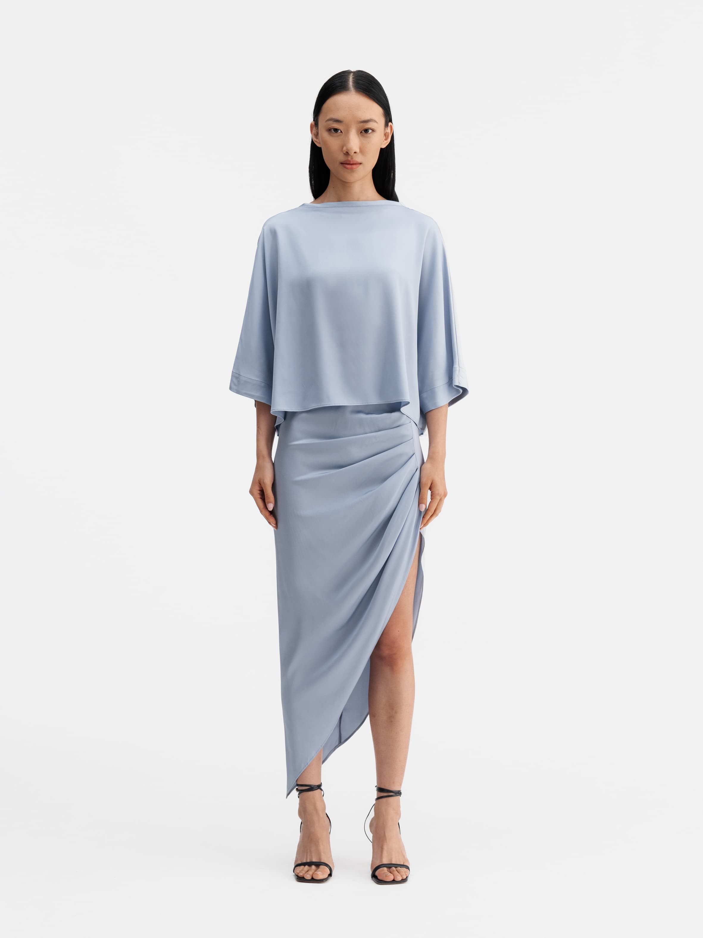 Thea silk tee denim blue