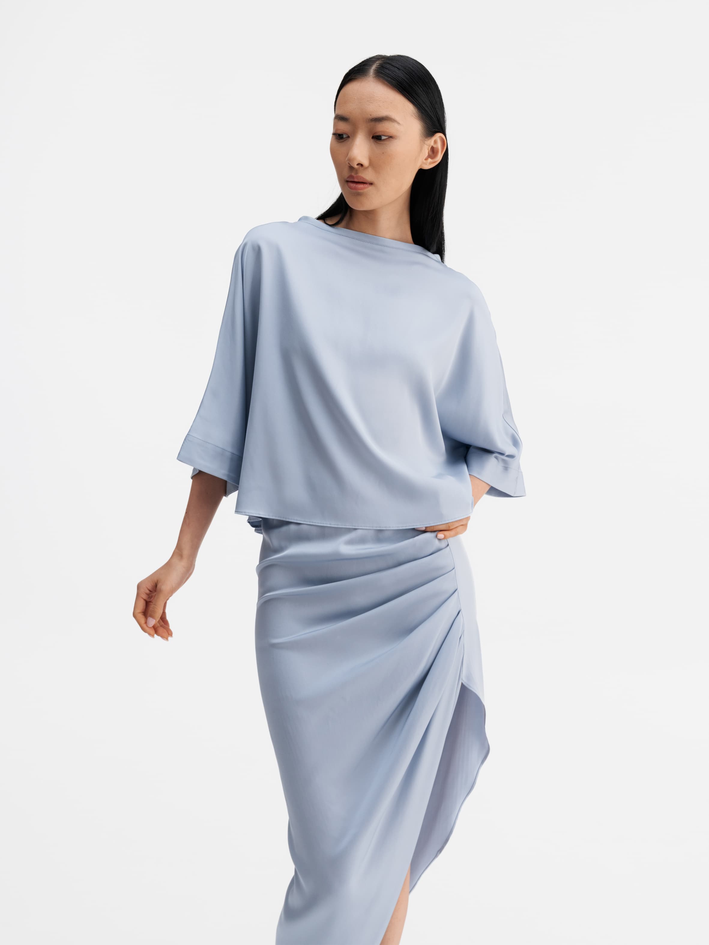 Thea silk tee denim blue