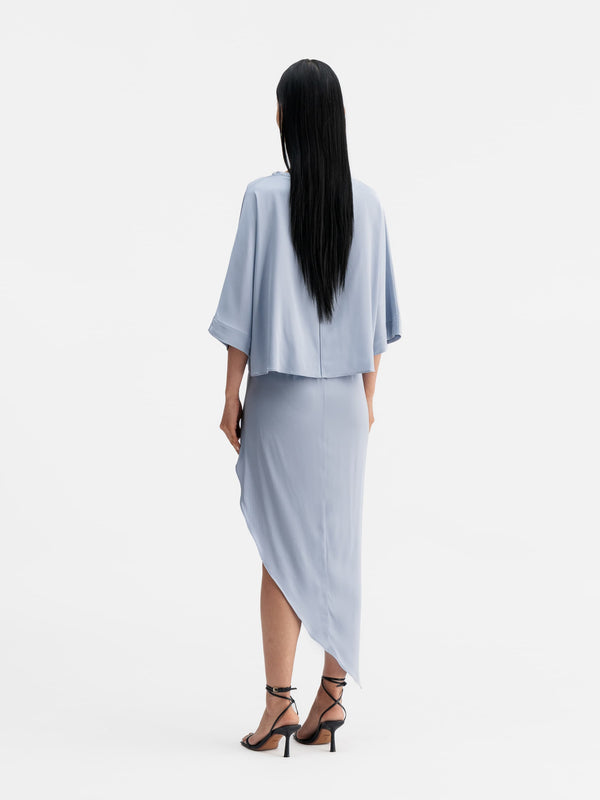 Back view of Ahlvar Gallery Thea silk tee denim blue