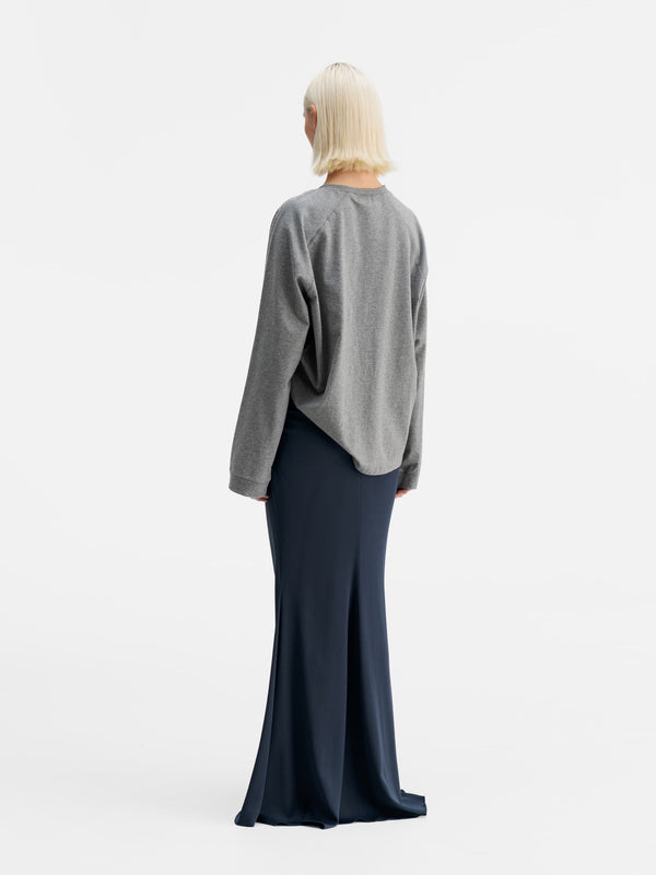 Thelma LS cotton tee grey melange