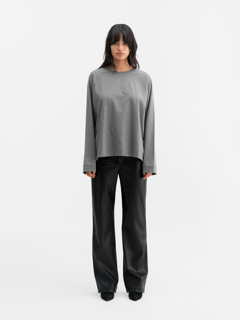 Thelma LS cotton tee grey melange