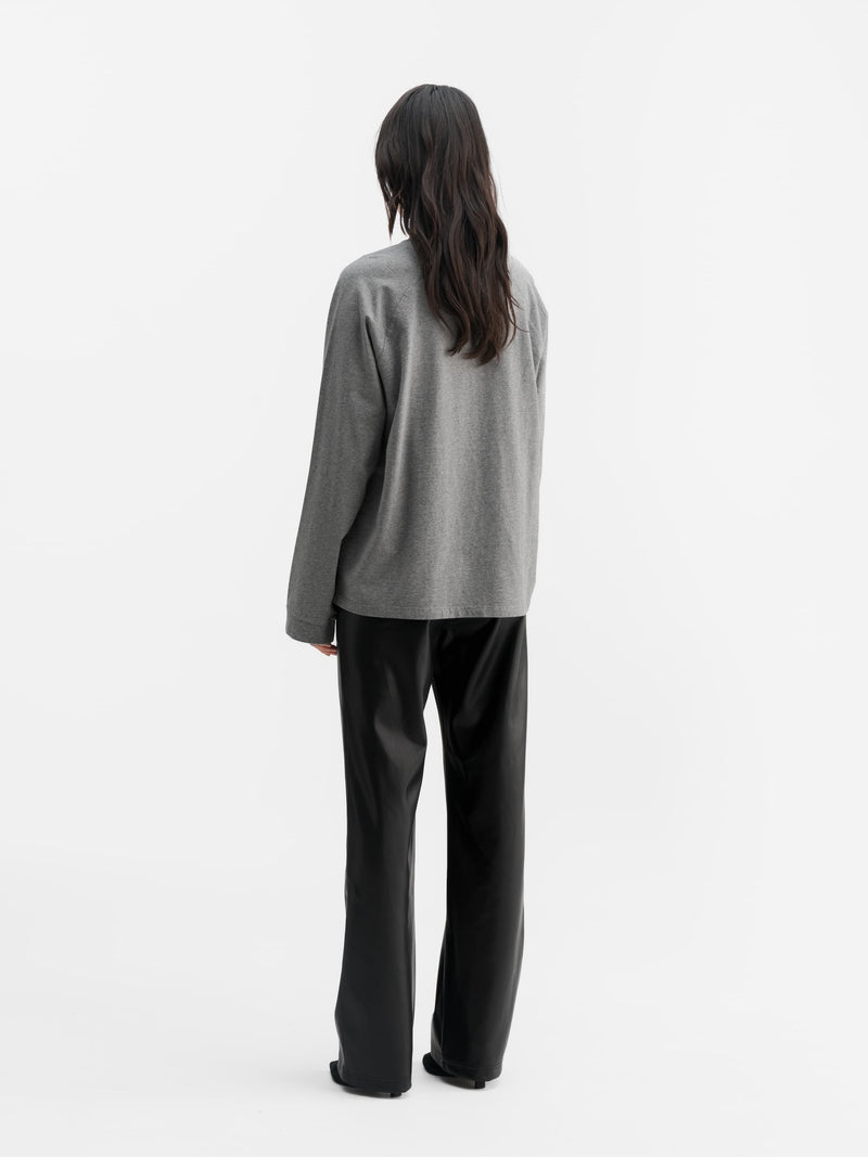 Thelma LS cotton tee grey melange