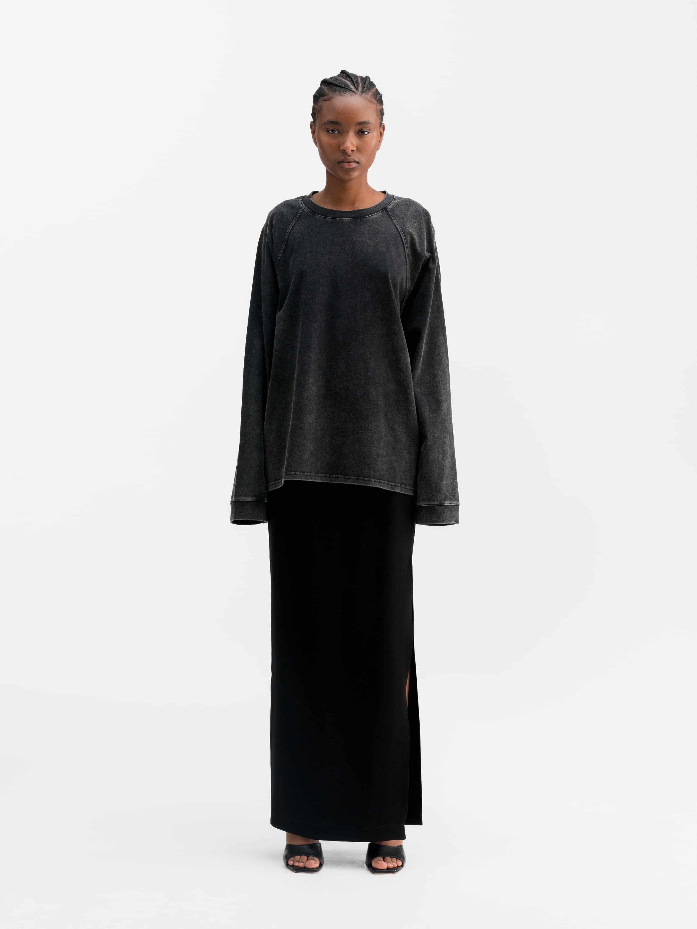 Thelma LS cotton tee washed black