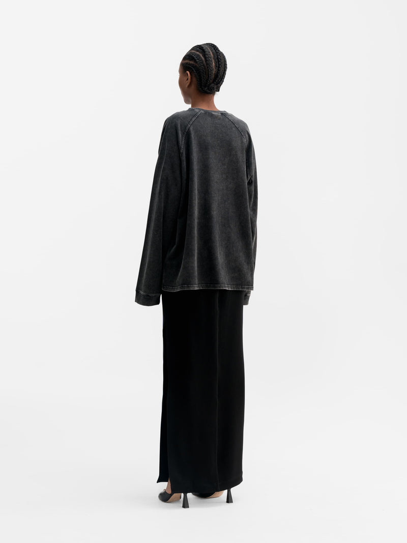 Thelma LS cotton tee washed black
