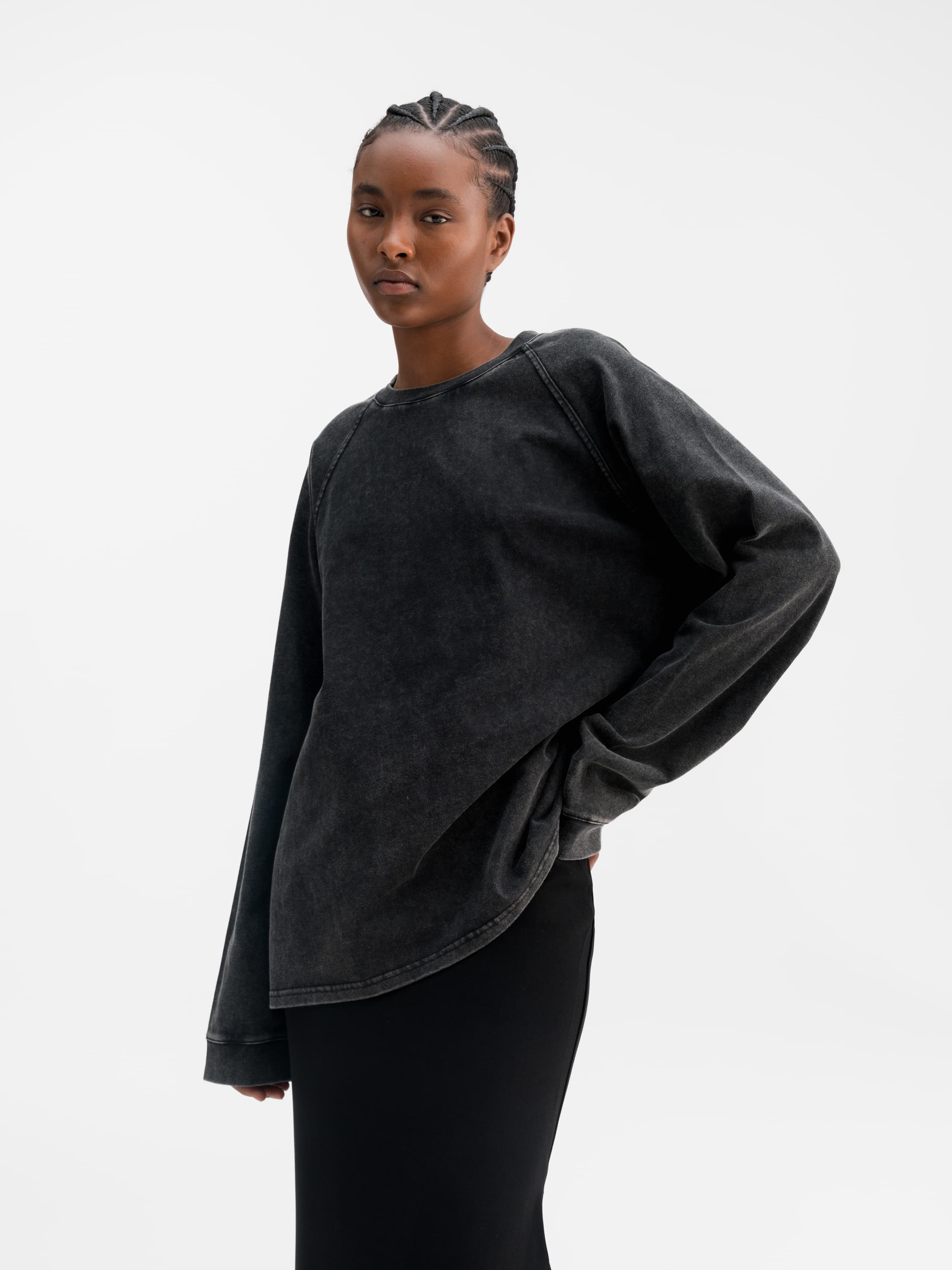 Thelma LS cotton tee washed black