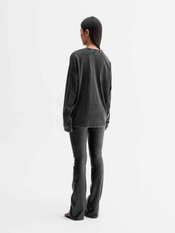 Back view of Ahlvar Gallery Thelma LS tee in Washed black