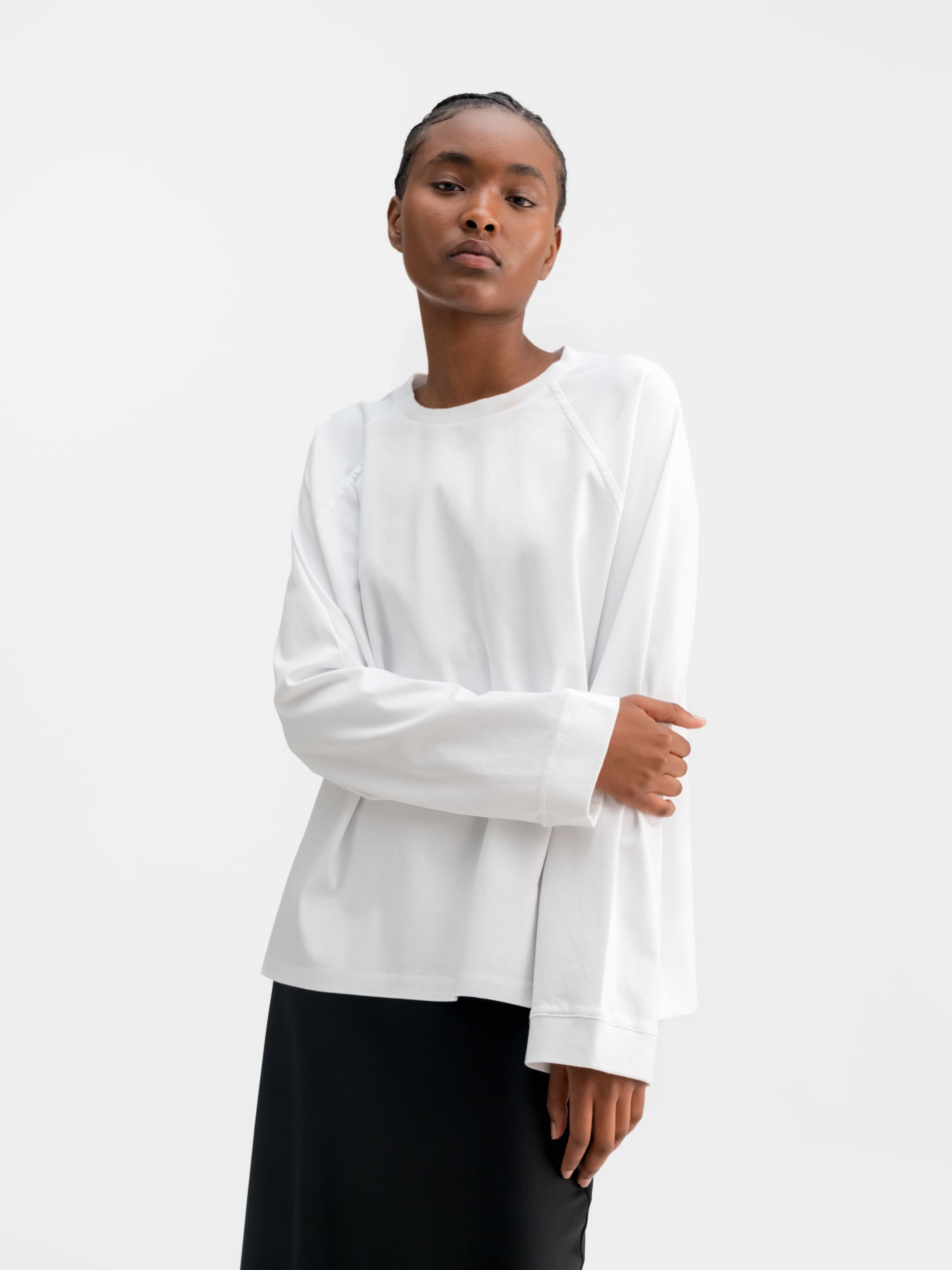 Thelma LS cotton tee white