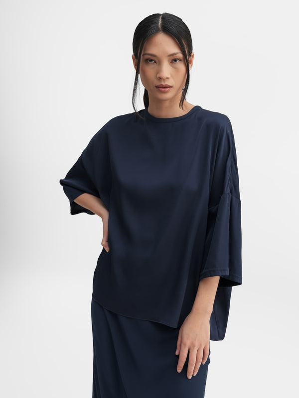 Thess silk tee midnight blue