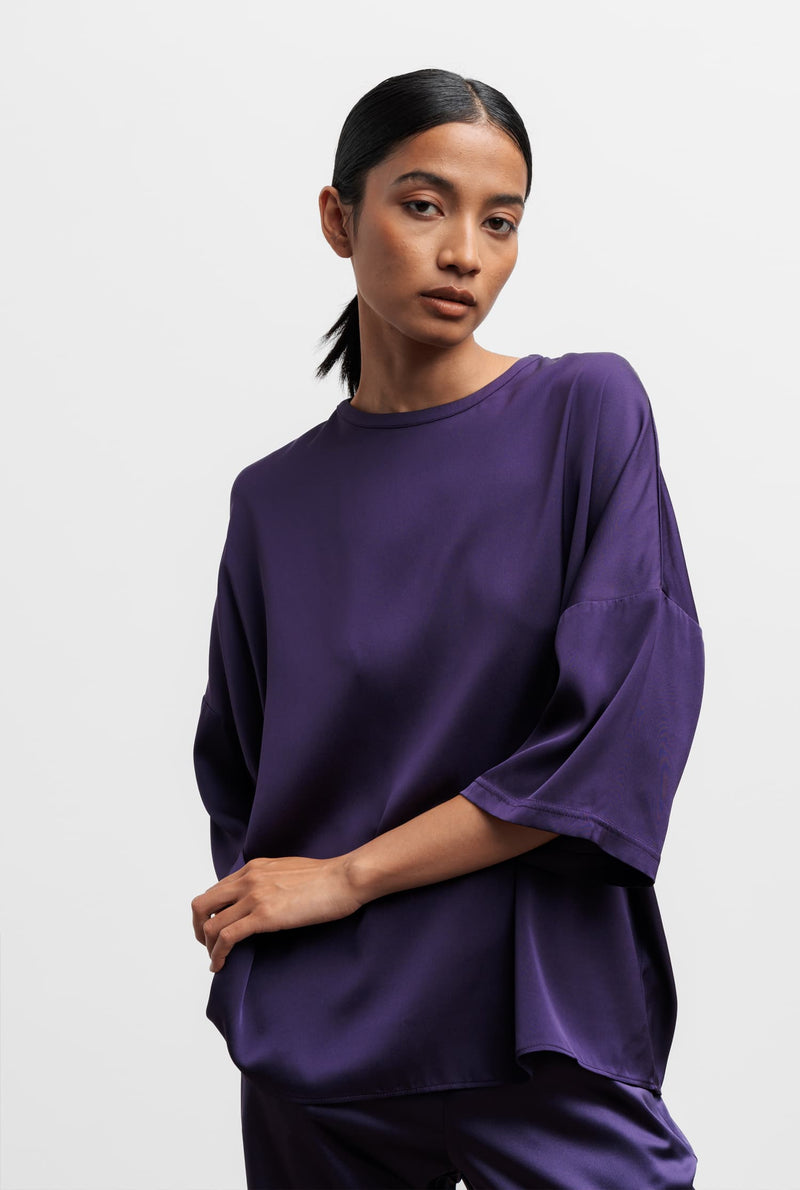 Thess silk tee plum