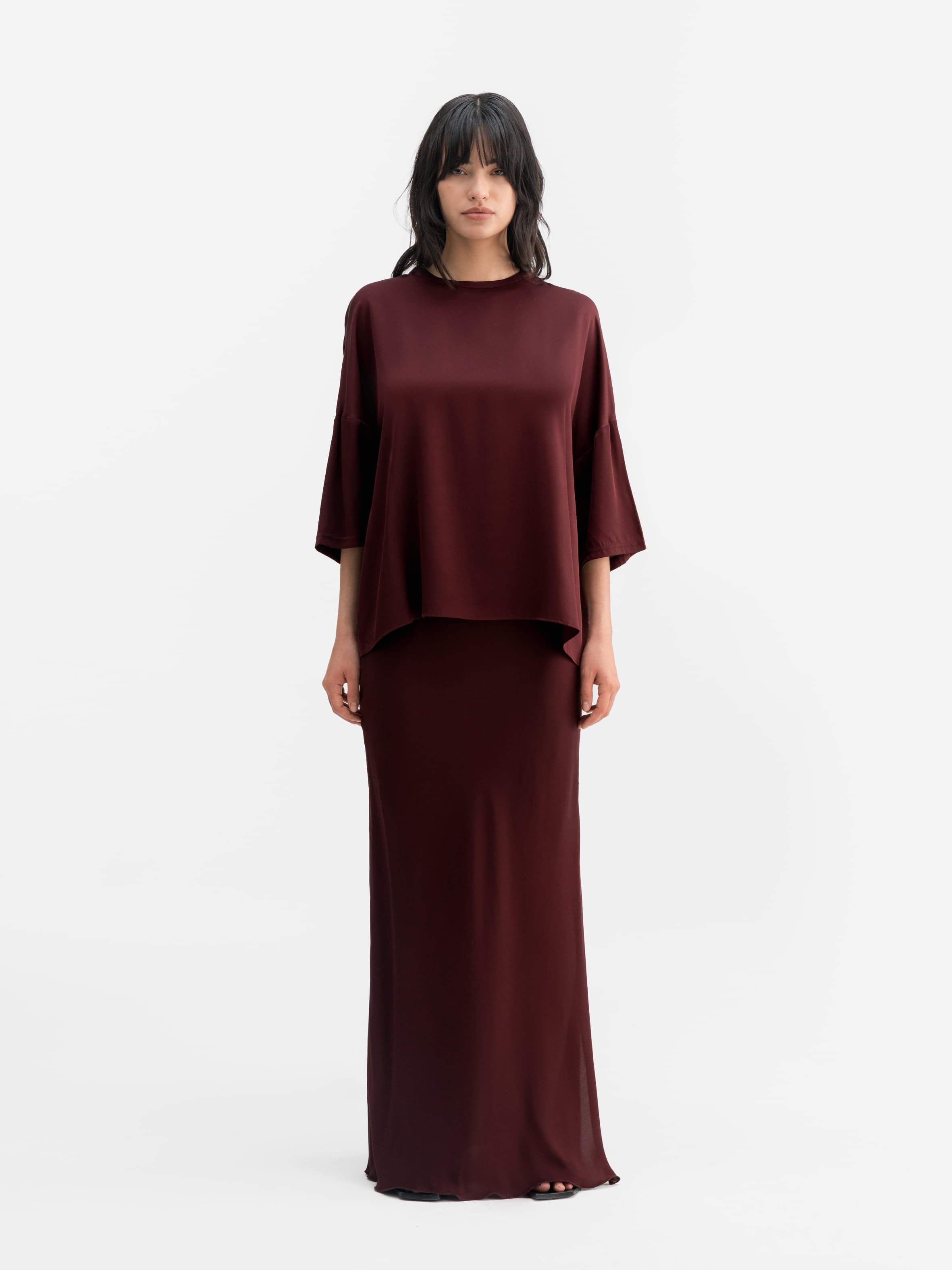 Thess silk tee burgundy