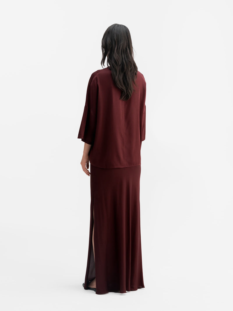 Thess silk tee burgundy