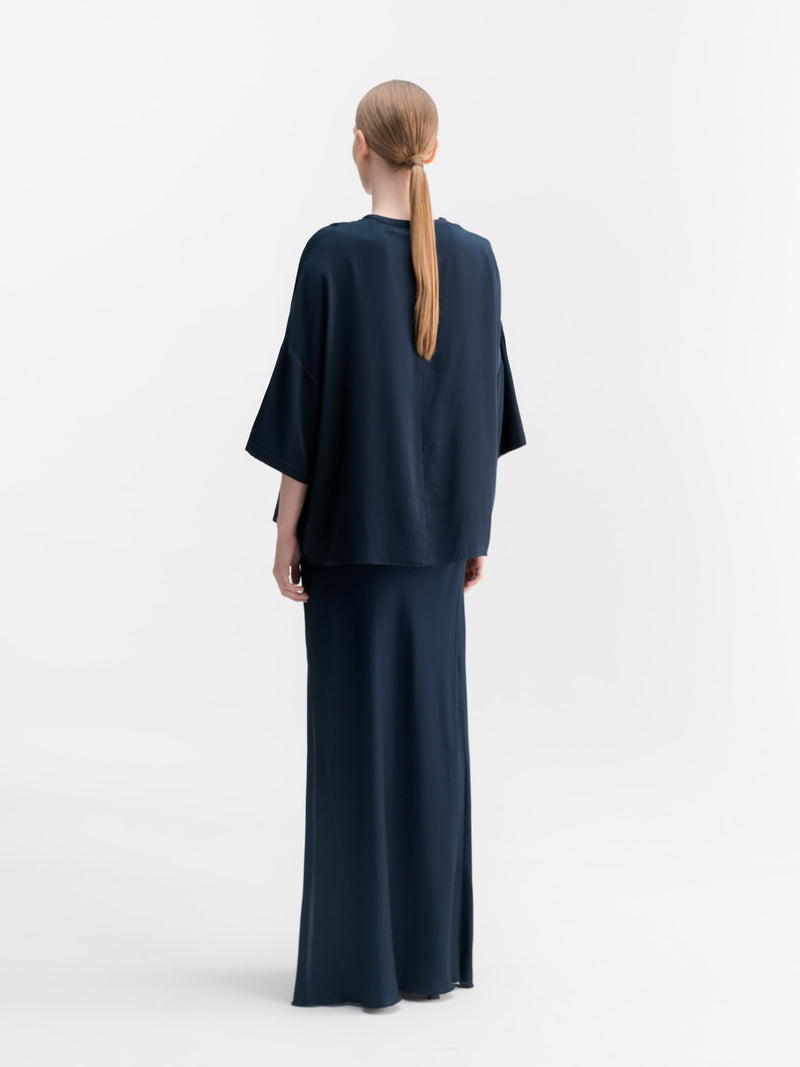 Thess silk tee midnight blue