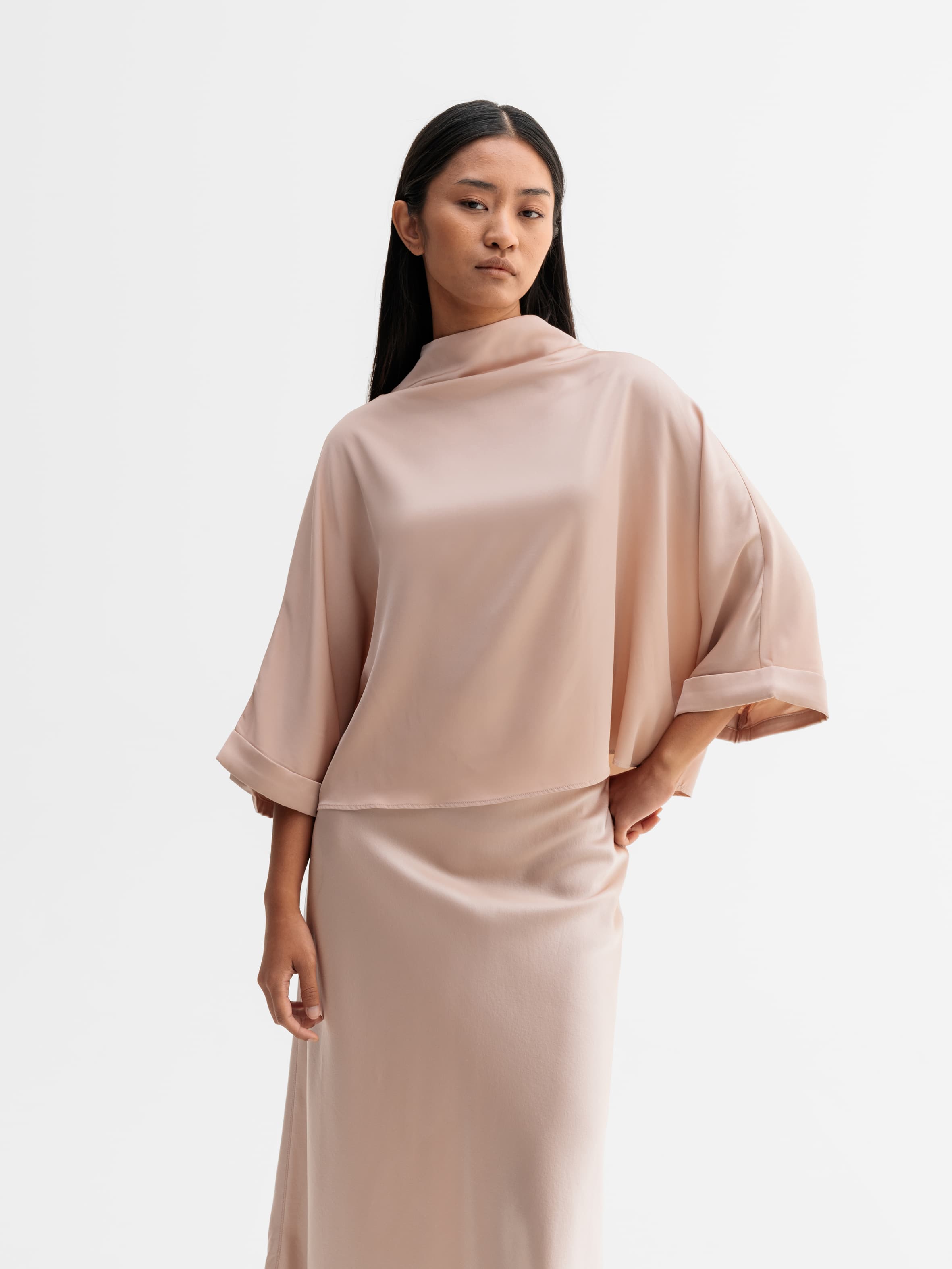 Thia silk tee dusty pink
