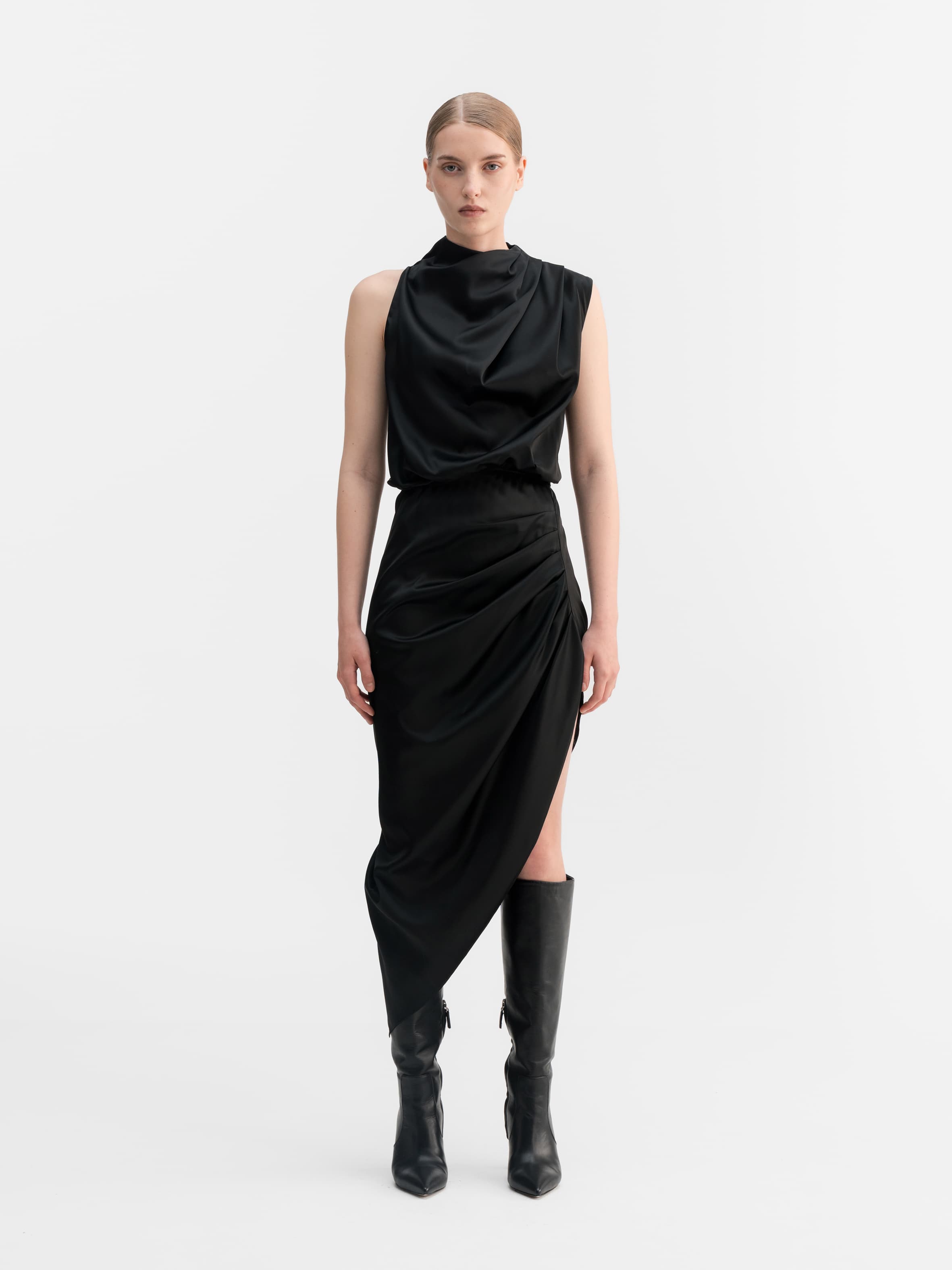 Tilda satin dress black
