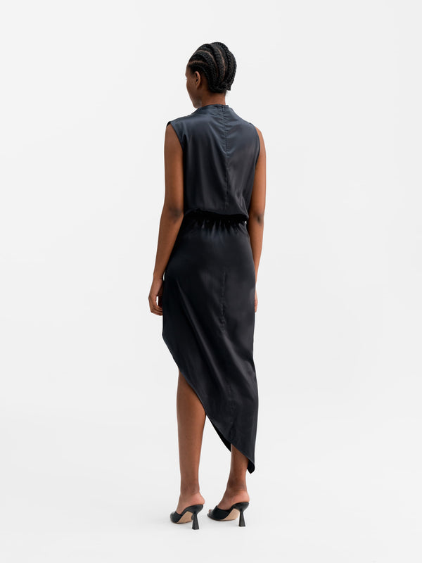 Tilda satin dress blue grey