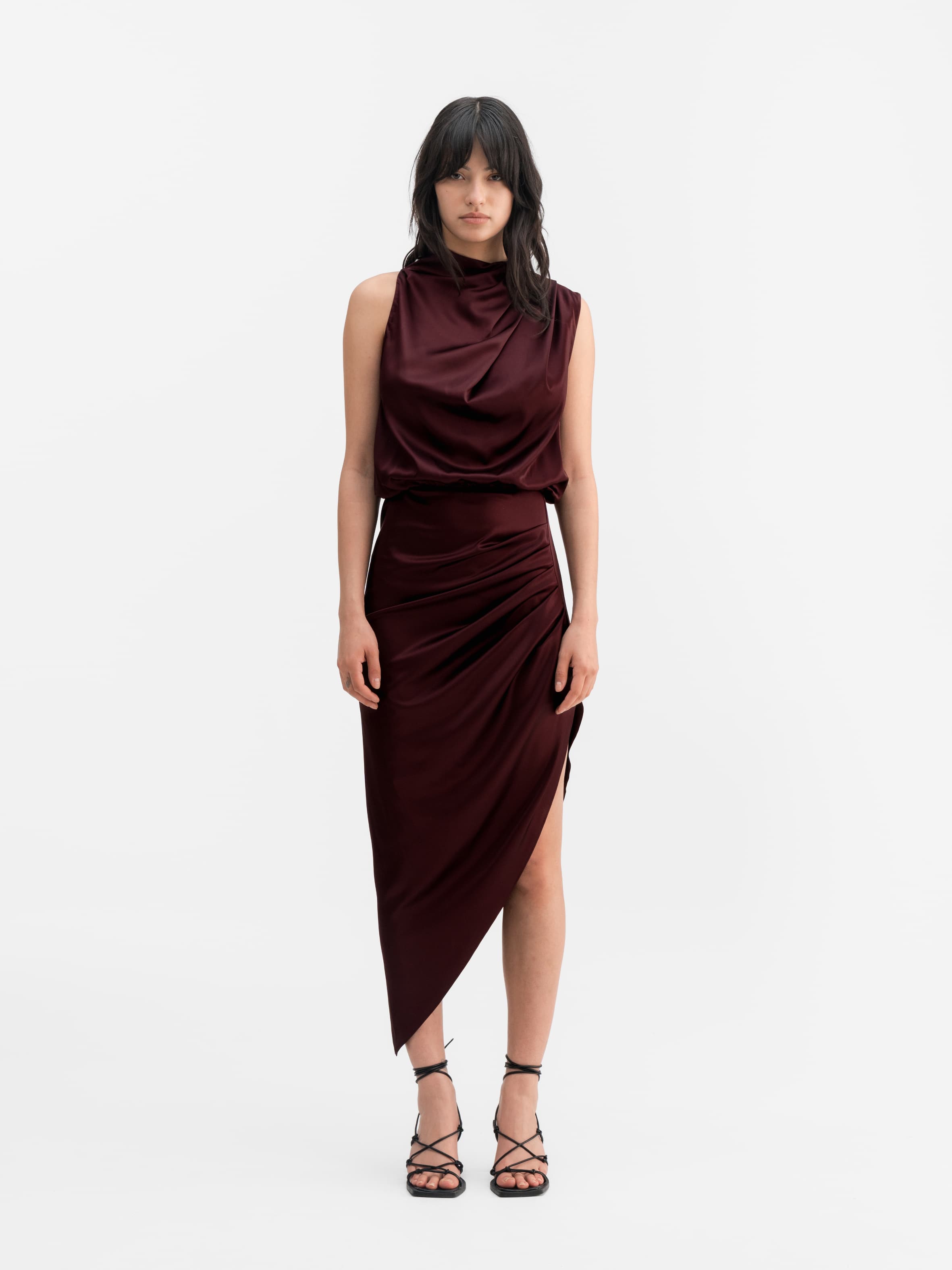 Tilda satin dress burgundy